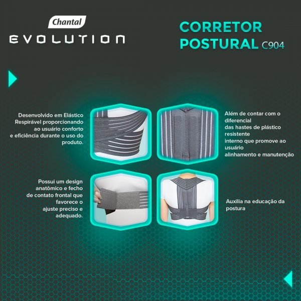 Corretor Postural em Elástico Respirável – Chantal Evolution - Imagem 2