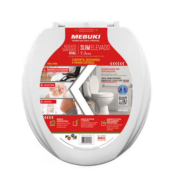Assento Sanitário Oval Elevado 7,5cm com Tampa – Mebuki