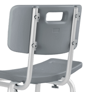 Banco para Banho com Encosto Hidrolight — altura ajustável, alumínio e ponteiras antiderrapantes