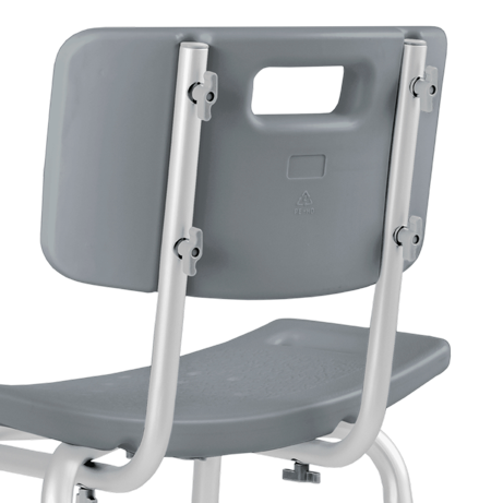 Banco para Banho com Encosto Hidrolight — altura ajustável, alumínio e ponteiras antiderrapantes