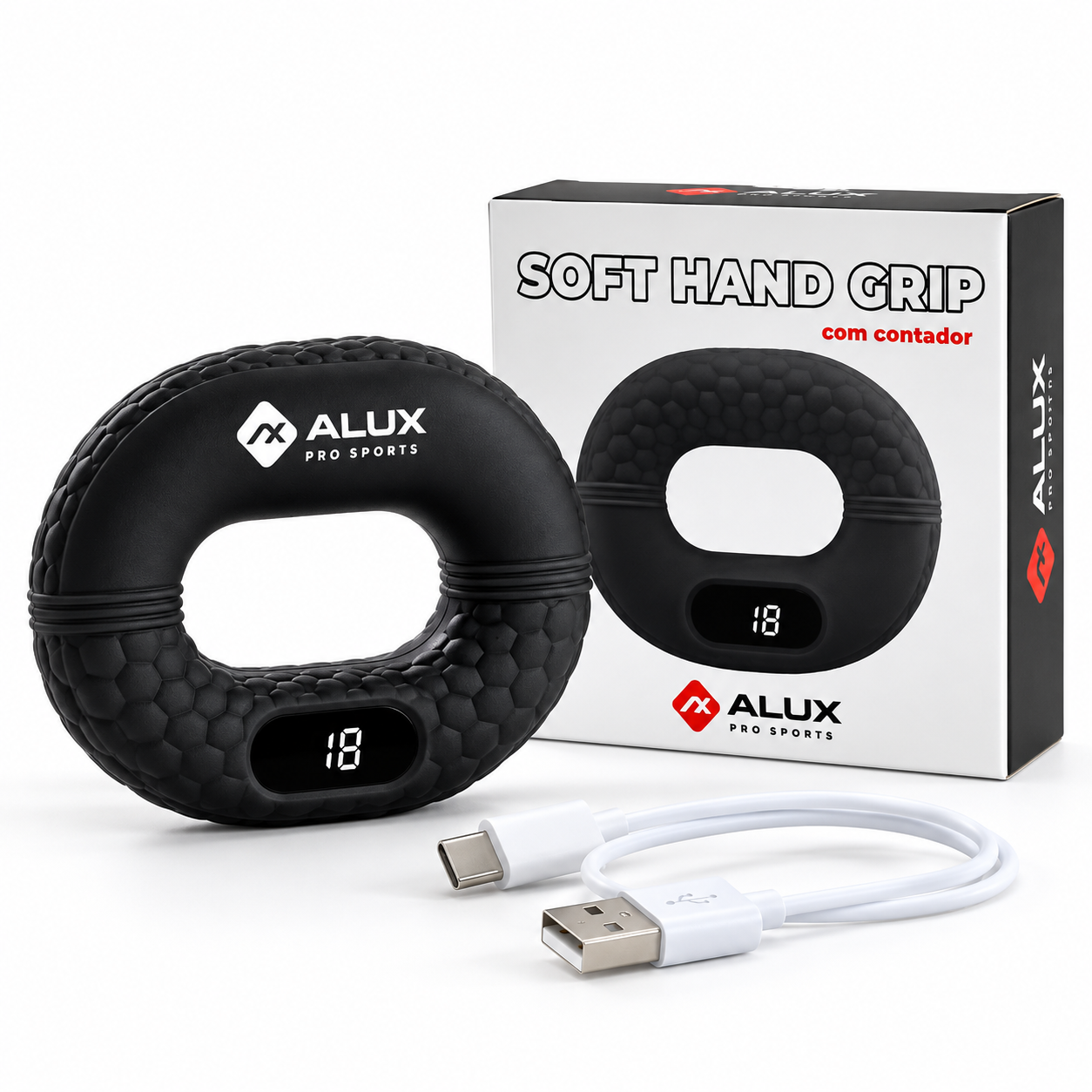 Soft Hand Grip com Contador Digital Alux Pro Sports – Preto - Imagem 2